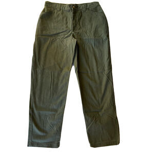 Riders Pants Sz 12 Petite Olive Green Casuals Button Front Zip Fly Cotton Womens